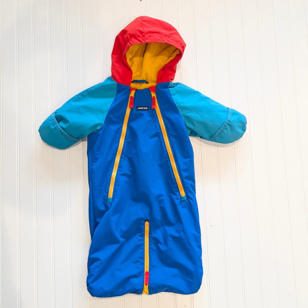 Lands' End Infant 3-6 Months Colorblock Snowsuit Converts to Bunting